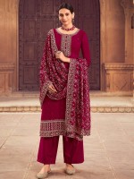 Deep Pink Pure Georgette Sequins Embroidered Designer Salwar Kameez